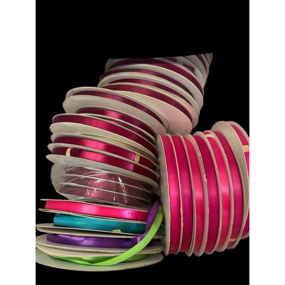 100 Yards 3/8" Single Face Single Side Satin Polyester Ribbon HOT PiNK FUCHSIA